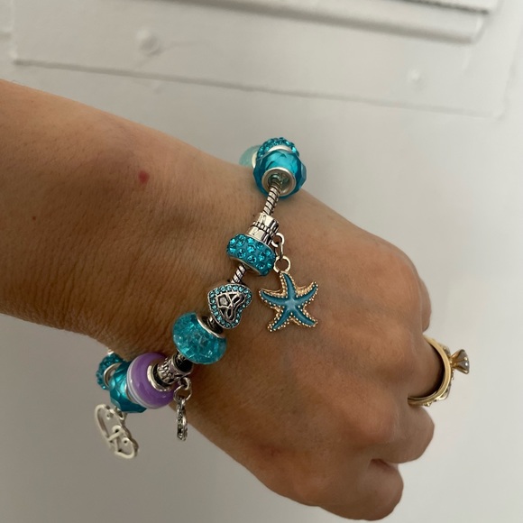 HANDMADE handmade AQUA glass bracelets. 8.5’inch. 925 silver cord. - Picture 17 of 17